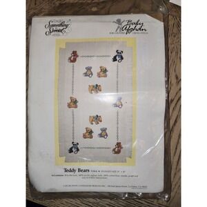 Baby Afghan Counted Cross Stitch Kit Teddy Bears #50464 Candamar Designs New